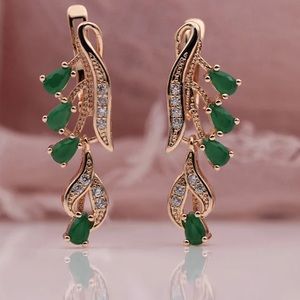 🌟 Gold Plated Emerald Earrings